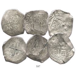 Lot of 3 Mexico City, Mexico, cob 8 reales, with partially visible dates in the 1650s, assayer P, mo