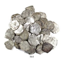 Huge lot of 50 Mexico City, Mexico, cob 8 reales, Philip IV, most with assayer P visible, many with