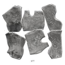 Lot of 3 Mexico City, Mexico, cob 8 reales, Charles II, assayers not visible, all interesting shapes