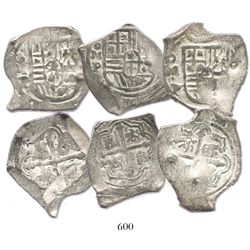 Lot of 3 Mexico City, Mexico, cob 4 reales, Philip IV, assayer P (where visible), interesting shapes
