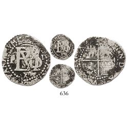 Lima, Peru, cob 1/2 real, Philip II, assayer Diego de la Torre, P to left, .D to right, v/upside-dow