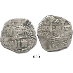 Lima, Peru, cob 4 reales, 1684V, rare.