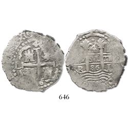 Lima, Peru, cob 4 reales, 1686R, rare.