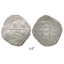 Lima, Peru, cob 4 reales, 1692V, rare.