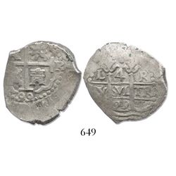 Lima, Peru, cob 4 reales, 1699R, with small chopmark as from circulation in the Orient.