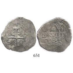 Lima, Peru, cob 4 reales, 1705H.