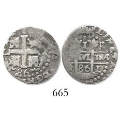 Lima, Peru, cob 1 real, 1686R.