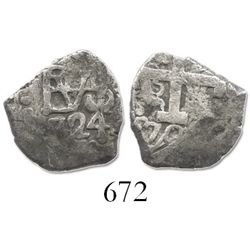 Lima, Peru, cob 1/2 real, 1724.