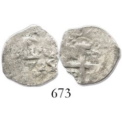 Lima, Peru, cob 1/2 real, Louis I, 1725, rare.