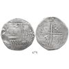 Image 1 : Potosi, Bolivia, cob 8 reales, Philip II, assayer B (4th period).