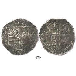 Potosi, Bolivia, cob 8 reales, Philip III, assayer Q.