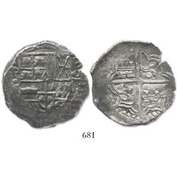 Potosi, Bolivia, cob 8 reales, Philip III, assayer M.