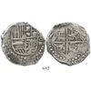 Image 1 : Potosi, Bolivia, cob 8 reales, Philip III, assayer T, upper half of shield transposed.