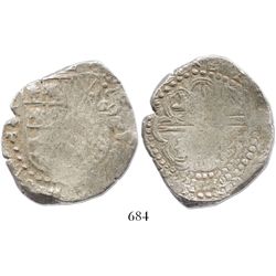 Potosi, Bolivia, cob 8 reales, (1)622T, quadrants of cross transposed, rare, from the ca.-1629 "Pana