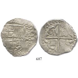 Potosi, Bolivia, cob 8 reales, (1)627(P or T), quadrants of cross transposed, rare, from the ca.-162