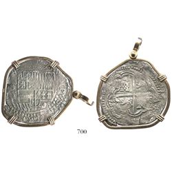 Potosi, Bolivia, cob 8 reales, Philip IV, assayer T (ca. 1629), from the ca.-1629 "Panama hoard," mo