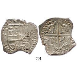 Potosi, Bolivia, cob 8 reales, 162(7-9)T, quadrants of cross transposed, from the ca.-1629 "Panama h