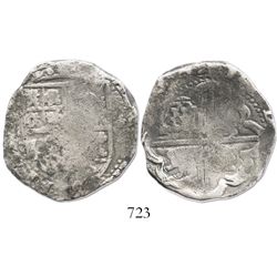 Potosi, Bolivia, cob 8 reales, (16)37, assayer not visible, rare.