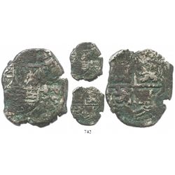 Potosi, Bolivia, cob 4 reales, Philip IV, assayer not visible (probably Ramirez of 1646-8), debased