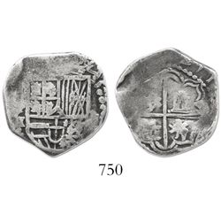 Potosi, Bolivia, cob 2 reales, Philip III, assayer M.