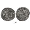 Image 1 : Potosi, Bolivia, cob 2 reales, Philip IV, assayer P (1640s), very rare.