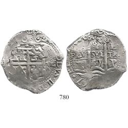 Potosi, Bolivia, cob 8 reales, 1667E.