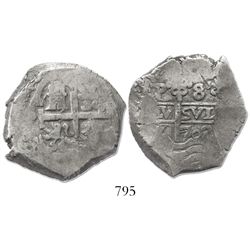 Potosi, Bolivia, cob 8 reales, 1702Y.