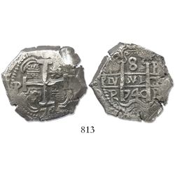 Potosi, Bolivia, cob 8 reales, 1740P.