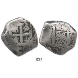 Potosi, Bolivia, cob 8 reales, 1769/8(V-Y), rare.