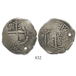 Potosi, Bolivia, cob 4 reales, 1665E.