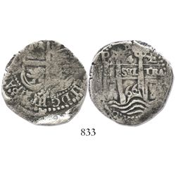 Potosi, Bolivia, cob 4 reales, 1666E.