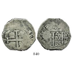 Potosi, Bolivia, cob 4 reales, 1685VR.