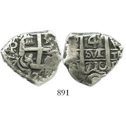 Potosi, Bolivia, cob 4 reales, 1770V-(Y).