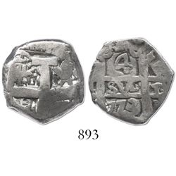 Potosi, Bolivia, cob 4 reales, 1773V-(Y), rare final date of cobs.
