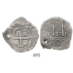 Potosi, Bolivia, cob 2 reales, 1682V.