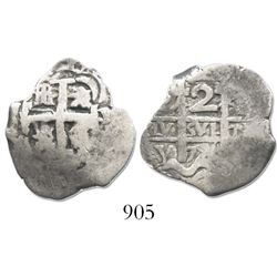 Potosi, Bolivia, cob 2 reales, 1726Y, (Louis I).