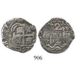 Potosi, Bolivia, cob 2 reales, 1727Y, (Louis I).