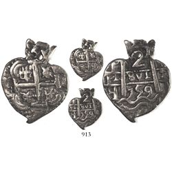 Potosi, Bolivia, cob 2 reales Heart, 1759q, very rare, last known date of Hearts.