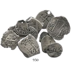 Lot of 11 Potosi, Bolivia, silver-cob minors (four 2R, three 1R, four 1/2R), various periods (Philip