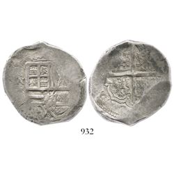 Bogota, Colombia, cob 8 reales, Philip IV, assayer not visible, mintmark .N.R to left (1630s-40s), r