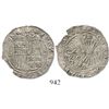 Image 1 : Granada, Spain, 2 reales, Ferdinand-Isabel, assayer R (Gothic) to left of arrows.