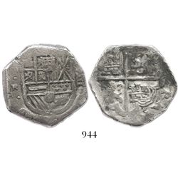 Seville, Spain, cob 8 reales, Philip IV, assayer R to left.
