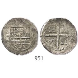 Segovia, Spain, cob 2 reales, Philip II, assayer oD, rare.