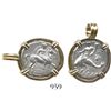 Image 1 : CALABRIA, Tarentum. Ca. 272-240 BC. AR nomos, mounted in 14K necklace bezel.