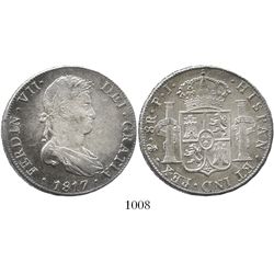 Potosi, Bolivia, bust 8 reales, Ferdinand VII, 1817PJ.