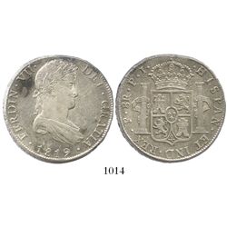 Potosi, Bolivia, bust 8 reales, Ferdinand VII, 1819PJ.