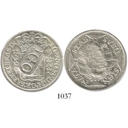 Brazil (Rio mint), 320 reis, 1749-R, with  ICO  countermark on obverse (1829-32), rare.