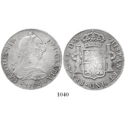 Santiago, Chile, bust 8 reales, Charles III, 1785DA,  withdrawn