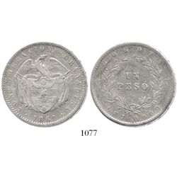 Bogota, Colombia, 1 peso, 1861, rare.