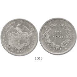 Bogota, Colombia, 1 peso, 1861.